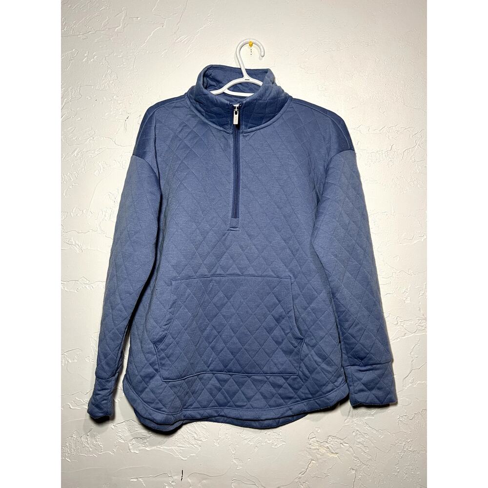 RBX quilted blue quarter zip sweater womens medium cozy lounge athletic sporty‎